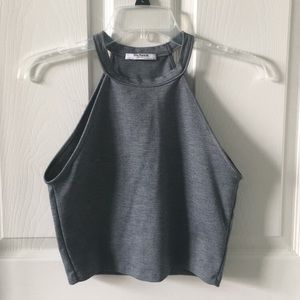 Zara Gray Halter Crop Top